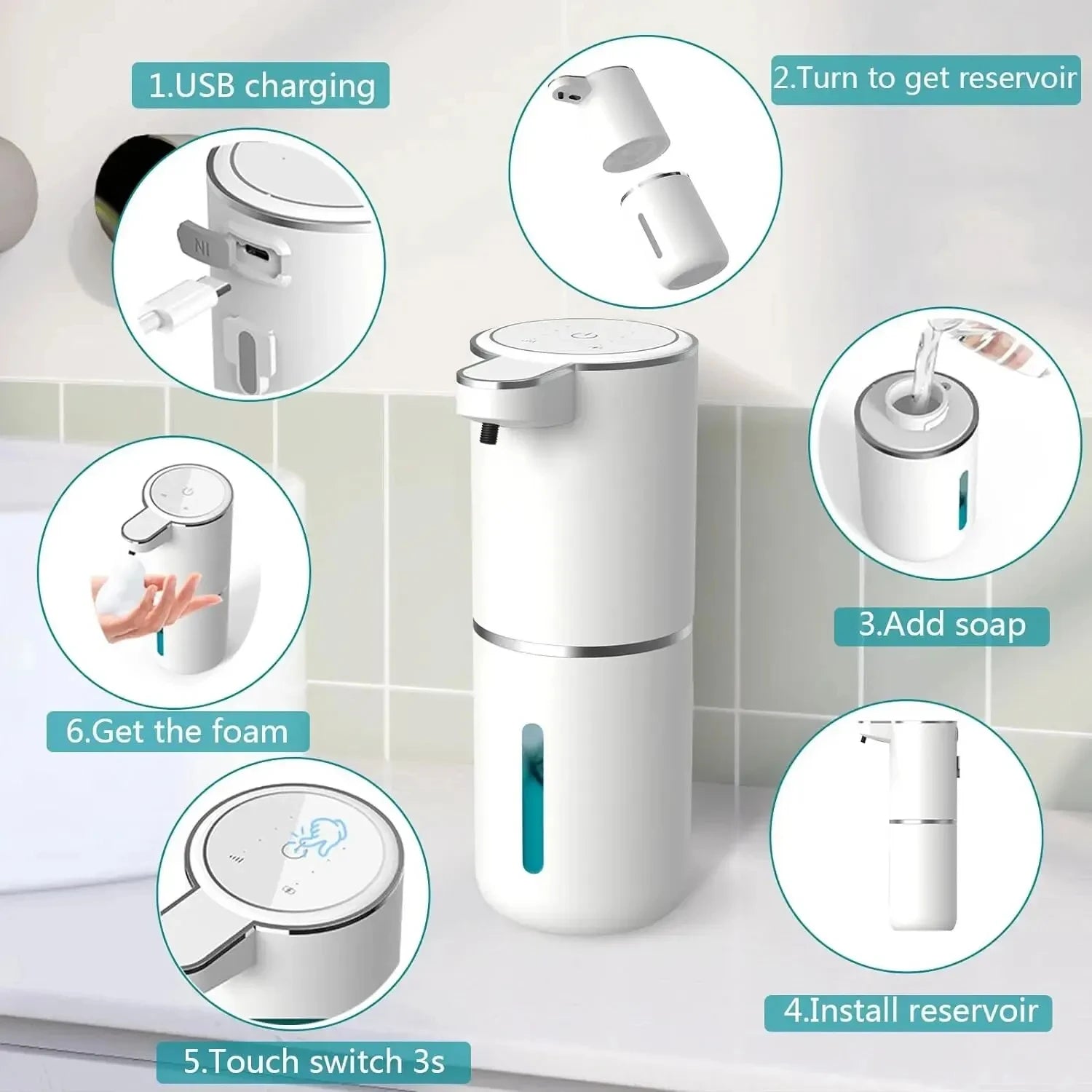 Dispensador automático de jabón 380ml USB
