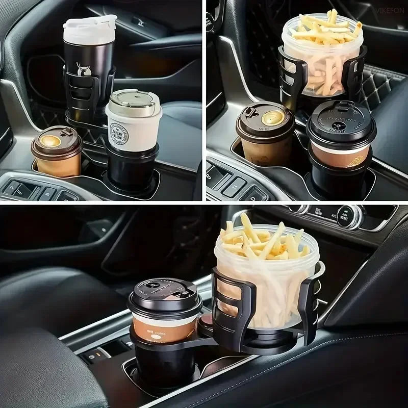 Portavasos doble 360° con soporte para celular