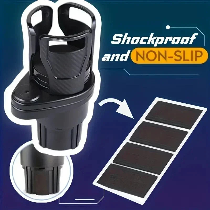Portavasos doble 360° con soporte para celular