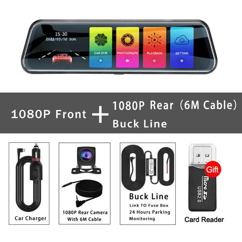 Cámara retrovisor 10” táctil con doble grabación