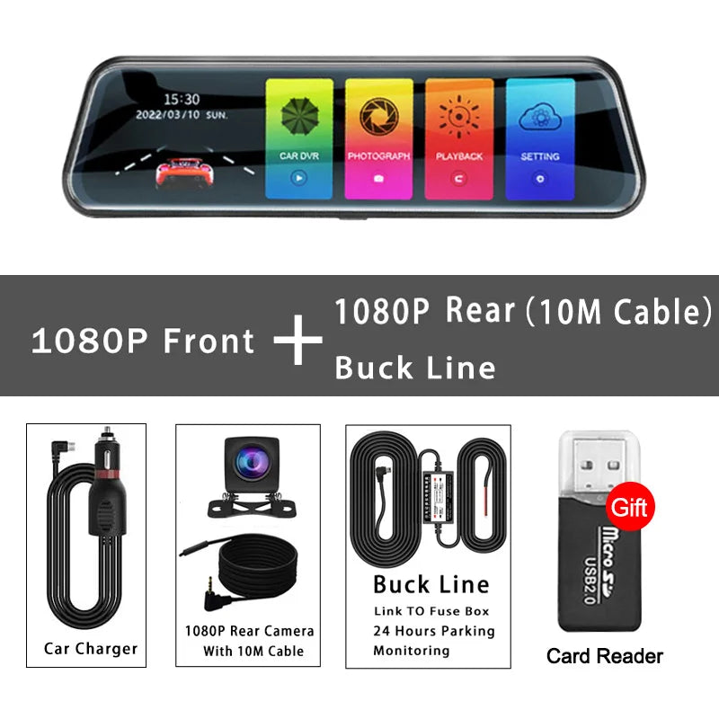 Cámara retrovisor 10” táctil con doble grabación