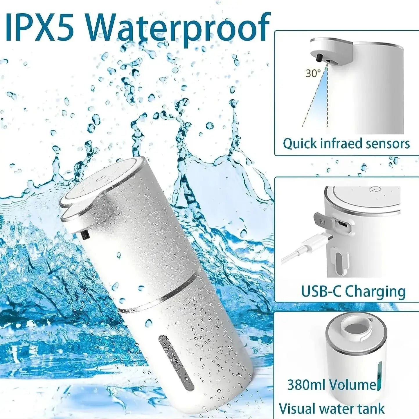 Dispensador automático de jabón 380ml USB