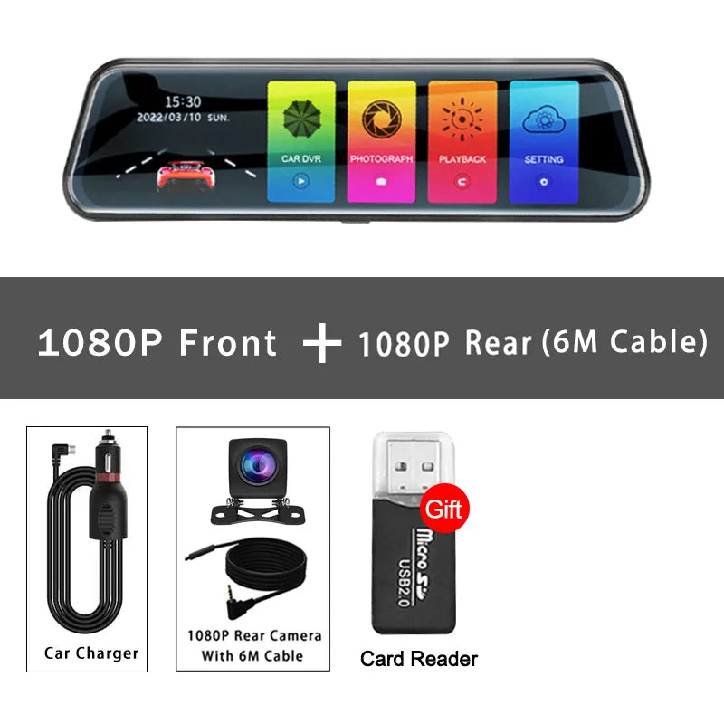 Cámara retrovisor 10” táctil con doble grabación