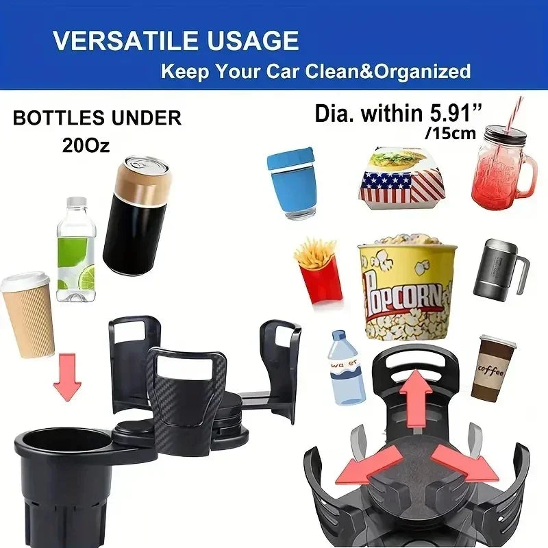 Portavasos doble 360° con soporte para celular