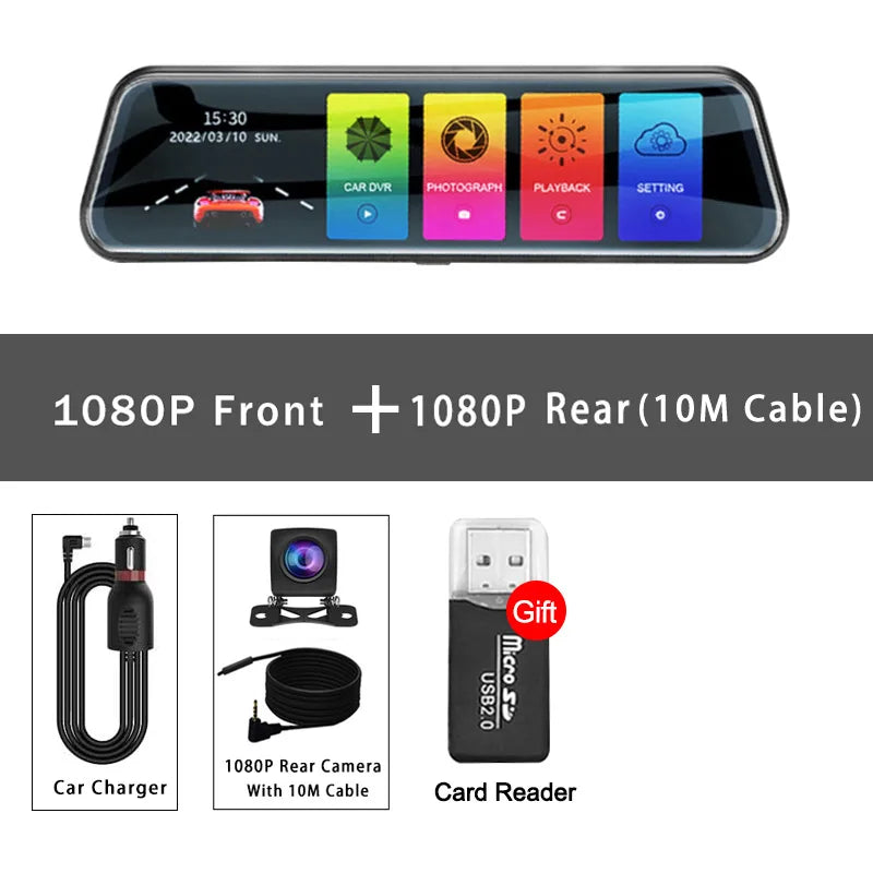 Cámara retrovisor 10” táctil con doble grabación